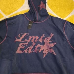 BoohooMan blue and burgundy stitch Limited Edition hoodie #hoodie